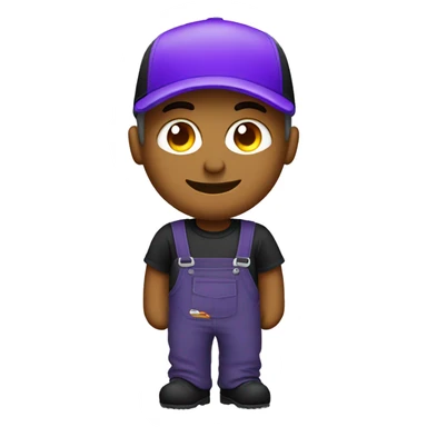 mechanic purple cap with tool and black t-shirt sticker