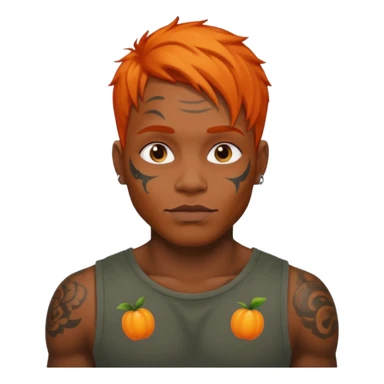 Tattooed black man with orange hair sticker