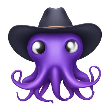 Purple squid with a cowboy hat sticker