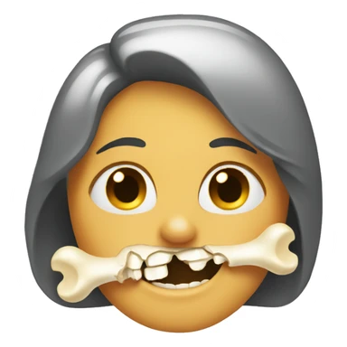 emoji with bone in her mouth sticker