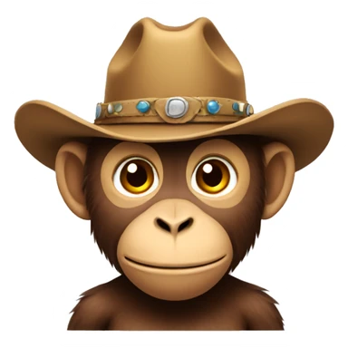 Monkey wearing cowboy hat sticker
