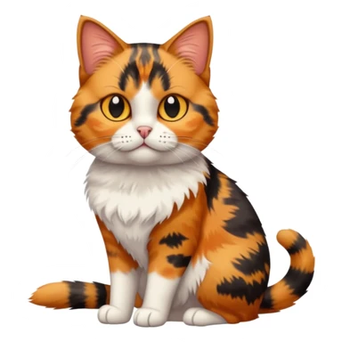 full body calico tabby  cat with small head and short but chubby body sticker