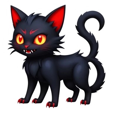 Vampiric feral futuristic gothic emo dark bat-cat-Litten-Noibat-Fakémon-hybrid-creature (full body) sticker