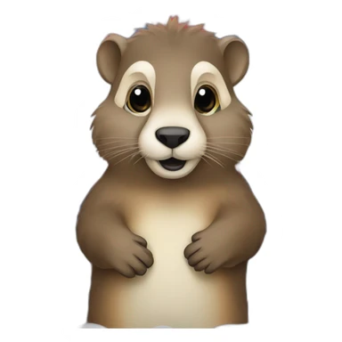 cute marmot with serbian flag red blue white sticker