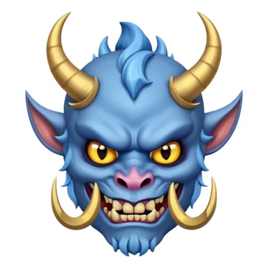 blue oni with black eye and gold iris sticker