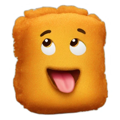 chicken nugget with a face sticker