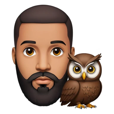 Drake rapper with beard and OVO owl logo sticker