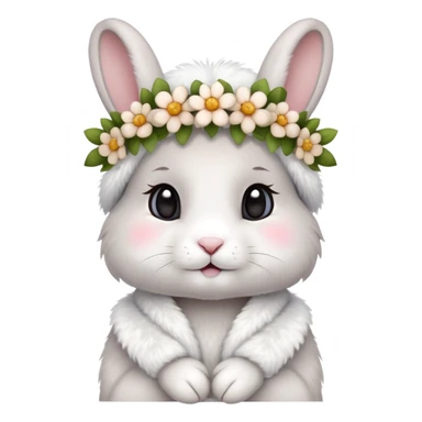 cute rabbit wearing clothes and flower crown sticker