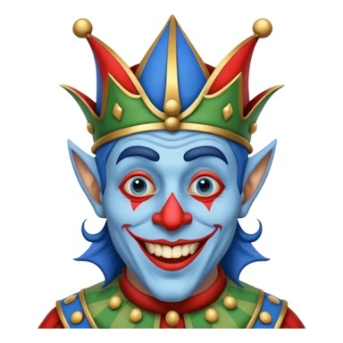 crazy funny colorful human jolly joker, medieval, vintage, court jester, mac os icon, blue color sticker
