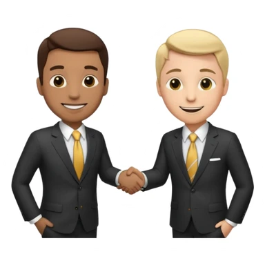 2 business people ahnd shaking close to the camera with moeny coming out of the handshake sticker