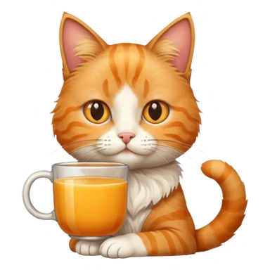 Cat holding cup of mixed orange juice and coffee sticker