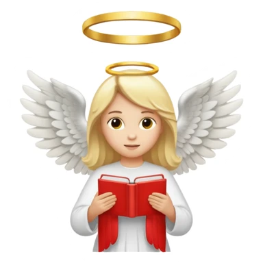 "An angel emoji with blonde hair, a halo, wings, holding a 'COMPARTILHAR' sign in bold letters." sticker