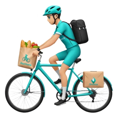 logo with a cyclist silhouette and a food delivery bag, Deliveroo theme sticker