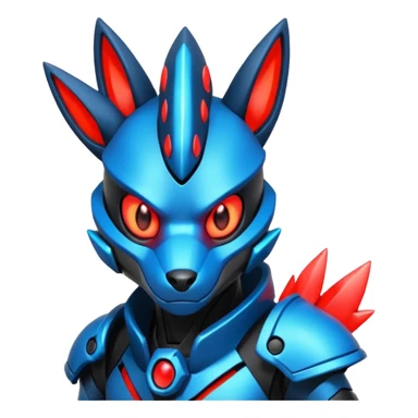 Edgy Neon-glowing punky badass cool metallic futuristic cyborg-Zeraora-Salandit-Lucario-fusion sticker