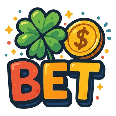playful and colorful betting logo with a lucky clover and coin sticker