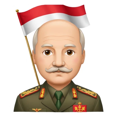 Alexander Lukashenko with mustache holding Belarus flag sticker