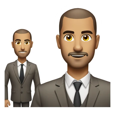 olive skin man, with brown buzz cut and a stubbled beard, with a smart business man outfit on. portrait. sticker