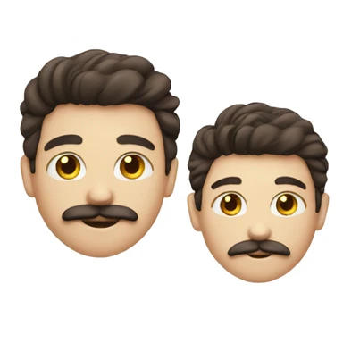 two boys white skin and one boy with moustache sticker