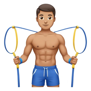 fit man with blue shorts resistance bands exercises sticker