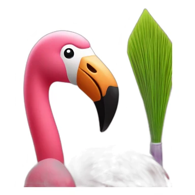 pink flamingo holding a paintbrush sticker