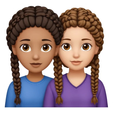 2 girl best friends. One is black with braids and brown eyes. One is white with curly brown hair with brown eyes.  sticker