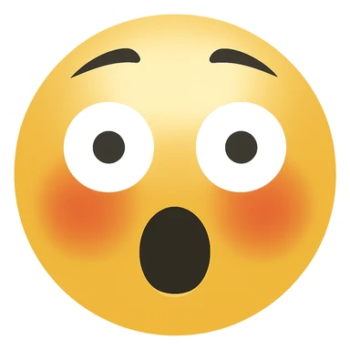 Create a shocked emoji in classic apple emoji style with no background, variant 2. The emoji should express surprise with wide eyes and open mouth, consistent with the classic emoji look. sticker
