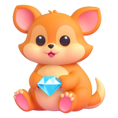 cute animal holding a diamond sticker