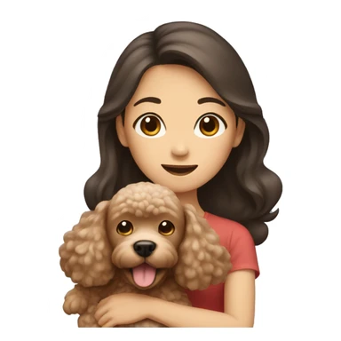 Asian girl holding brown poodle sticker