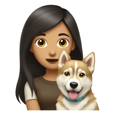 A girl Dark brown  hair next to a light dorée  Husky sticker
