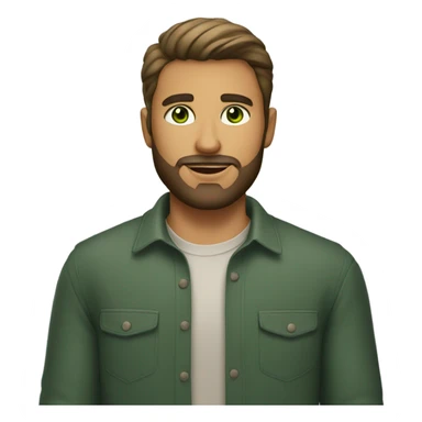 handsome man with beard and green eyes light medium skin sticker