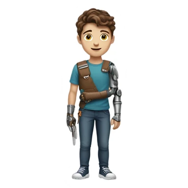 realistic brown haired boy metal arm sticker