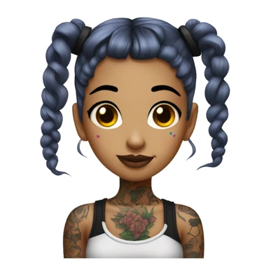 Tattooed girl with space buns and side bang sticker