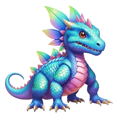  Cool Divine Cute Vibrant Pastel Bright Colorful Iridescent Modern Digimon-Druddigon-Fakemon-Reptile full body sticker