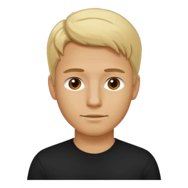 Create a man in the iOS 18 version, standing with a black shirt and blond hair, and I need to see him from head to t sticker
