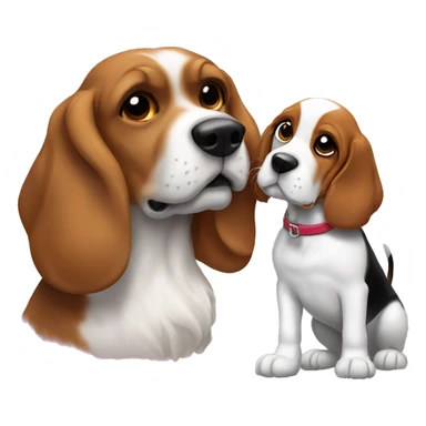 Black cocker kissing beagle sticker