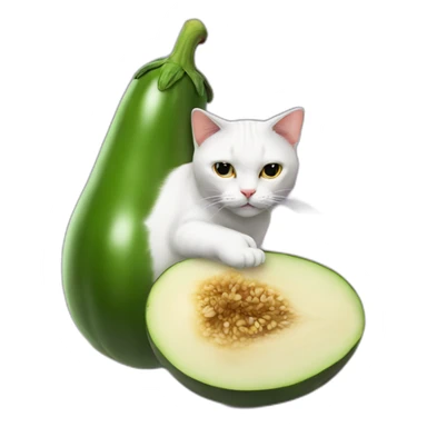 cat with a huge eggplant sticker