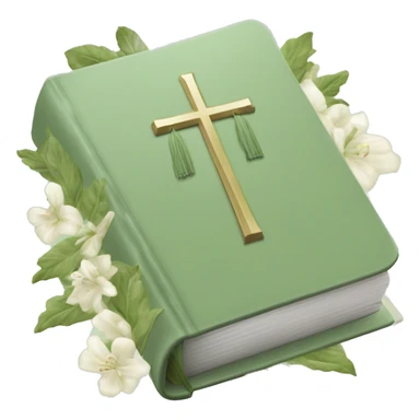 Open Light Sage green holy Bible with a light coloured gardens coming from the sides of the Bible  sticker