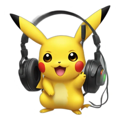 pikachu with gaming headset sticker