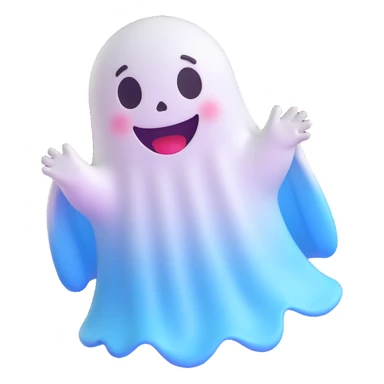 three-dimensional and cute ghost character 3D emoji style sticker