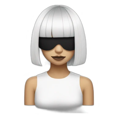 Sia with a black and white wig covering her eyes sticker