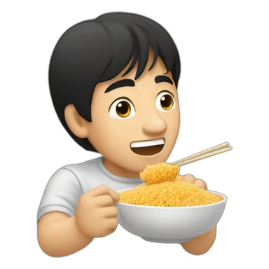 jackie chan eating rice sticker