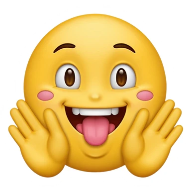 Emoji with tongue out and hands by side ￼ sticker