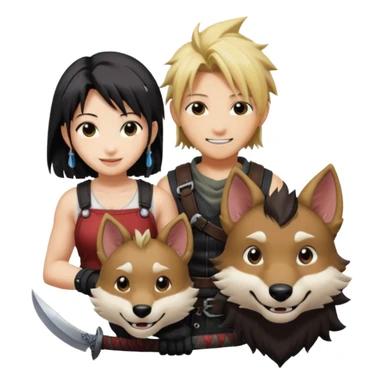 Cloud & Tifa FF7 character emoji - with fenrir blade  sticker