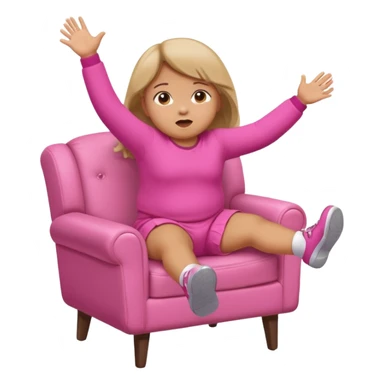 Little Girl fat but not too fat falling off of a chair half in the air chair with pink clothes on sticker