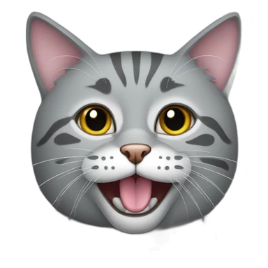 Grey cat with a slightly opened mouth sticker