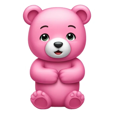 cute pink bear with hands held together close to chest  sticker
