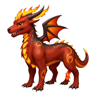 Copper-Bronze Molten-Lava Glow-Cracked Fiery-Runed Draconic Houndoom-Garchomp-hybrid-creature (full body) sticker