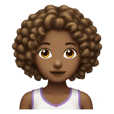 Brown curly hair girl with brown eyes sticker