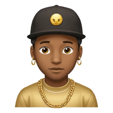 black guy with golden chains earloops and a snapback cap sticker