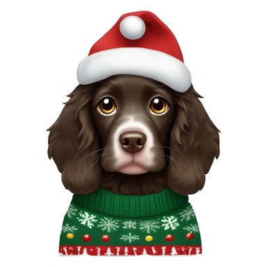 Boykin spaniel puppy wearing Christmas sweater  sticker
